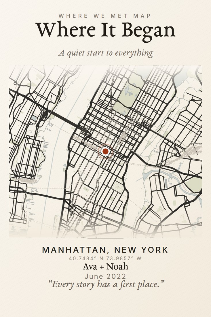 Portrait map print of New York City in the Ivory and Ink colourway
